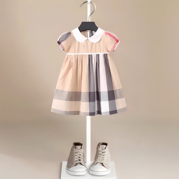 NWT Girl’s Classic Plaid Nova Check Puff Sleeve Collar Cotton Dress Size 7Y - Picture 11 of 13